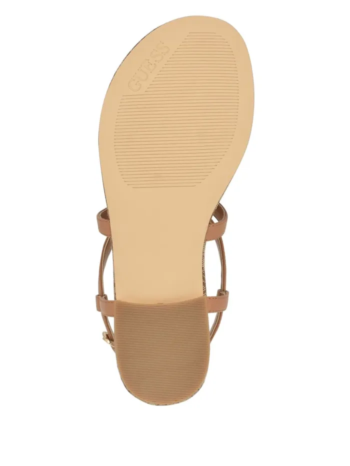 GUESS Sale Meaa Chain TStrap Sandals Brown 8211 Women