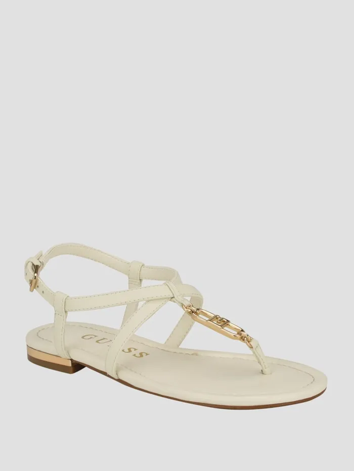 GUESS Sale Meaa Chain TStrap Sandals Brown 8211 Women