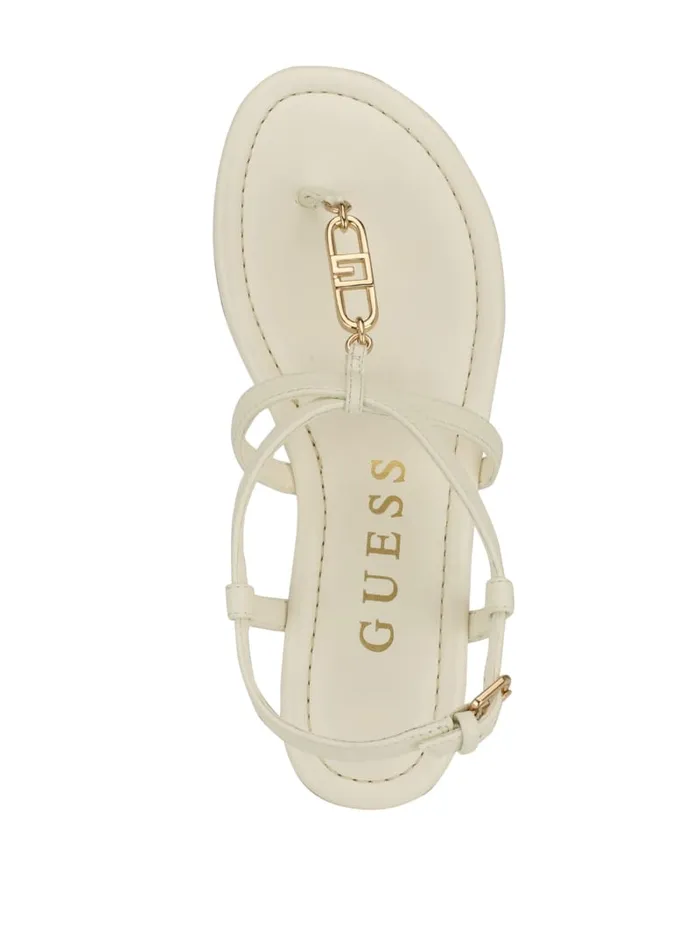 GUESS Sale Meaa Chain TStrap Sandals Brown 8211 Women