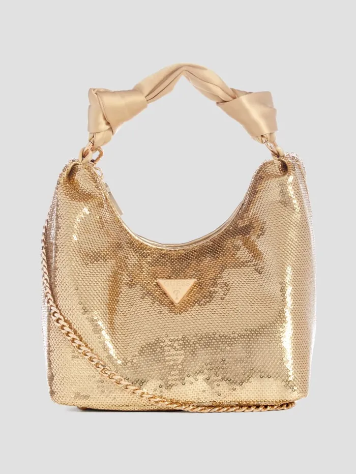 GUESS Sale Velina Sequin Hobo Bag Rosegold 8211 Women