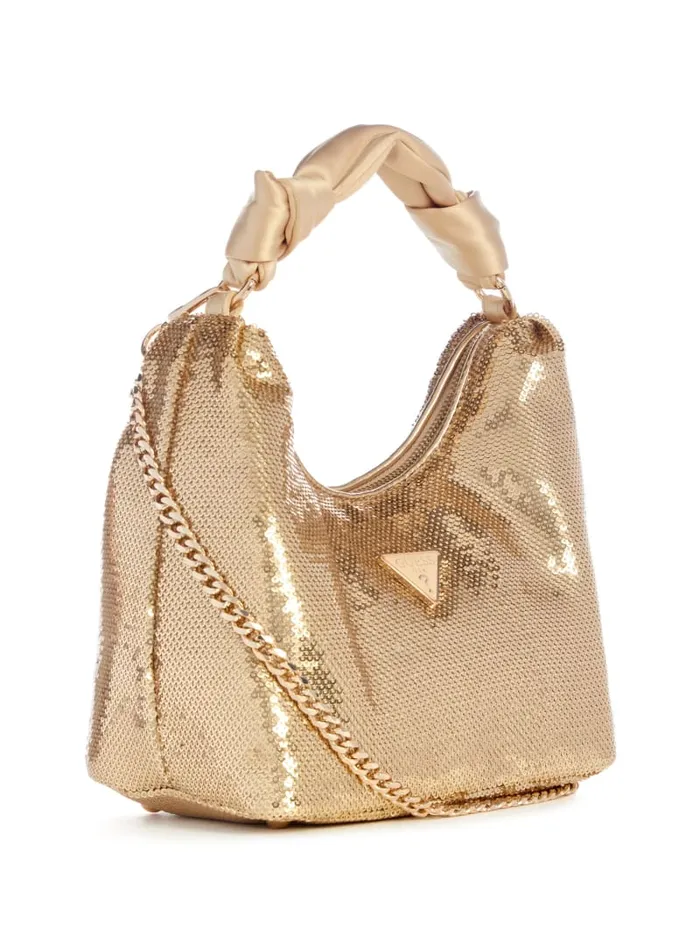GUESS Sale Velina Sequin Hobo Bag Rosegold 8211 Women