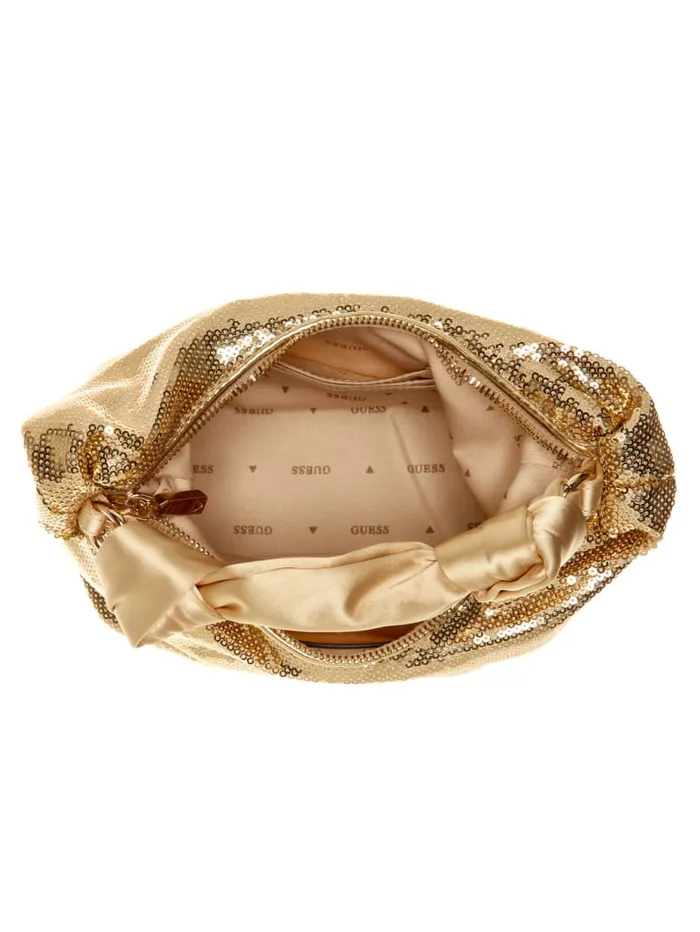 GUESS Sale Velina Sequin Hobo Bag Rosegold 8211 Women