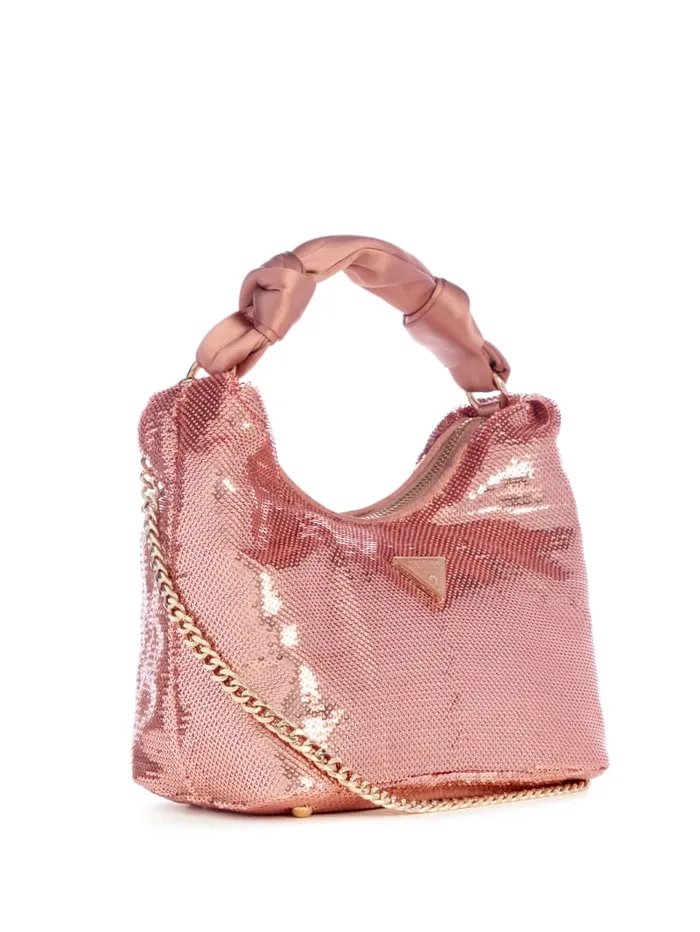GUESS Sale Velina Sequin Hobo Bag Rosegold 8211 Women