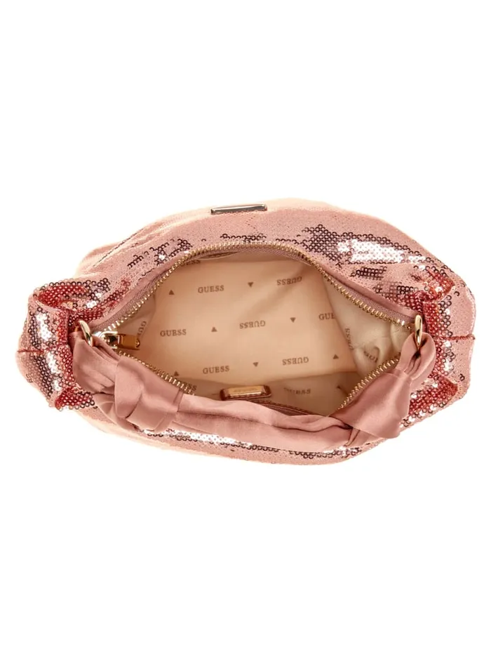 GUESS Sale Velina Sequin Hobo Bag Rosegold 8211 Women