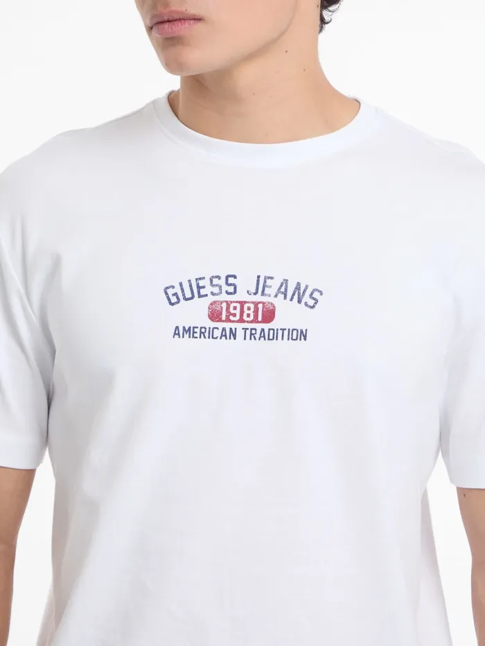 GUESS Shirts and Tees Eco Crewneck Printed Tee White 8211 Men