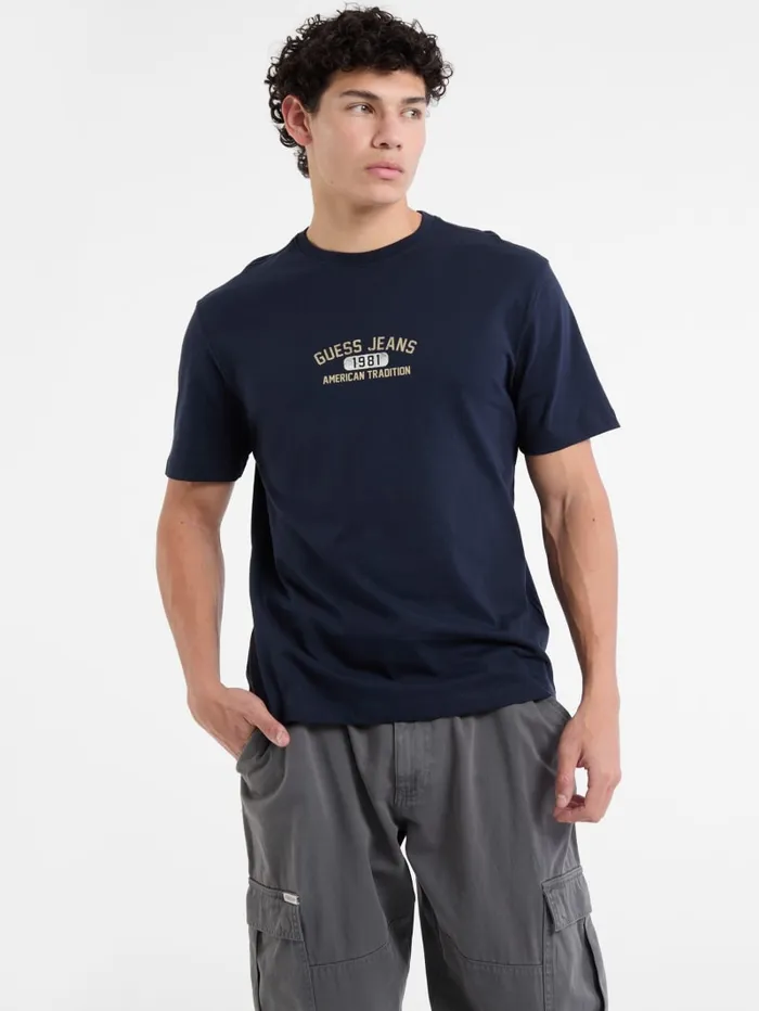GUESS Shirts and Tees Eco Crewneck Printed Tee White 8211 Men