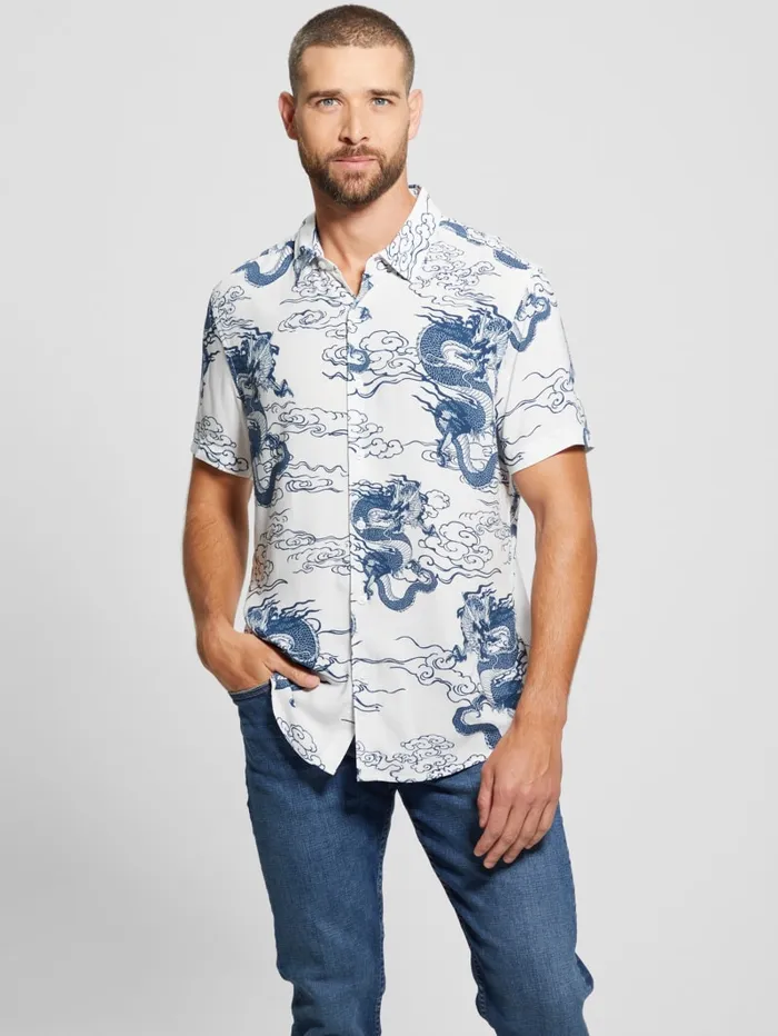 GUESS Shirts Eco Rayo Dragon Shirt Blue 8211 Men