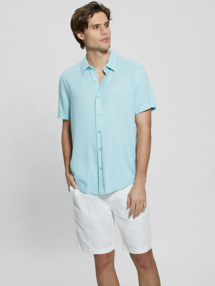 GUESS Shirts Eco Solid Shirt Turquoise 8211 Men