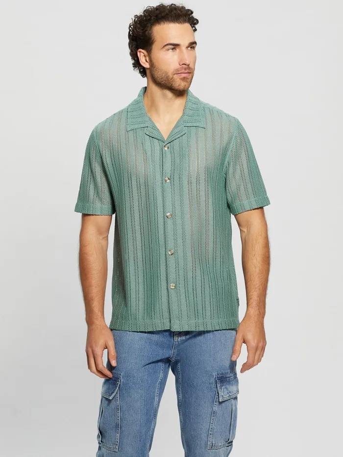 GUESS Shirts Panama Knit Shirt Blue 8211 Men