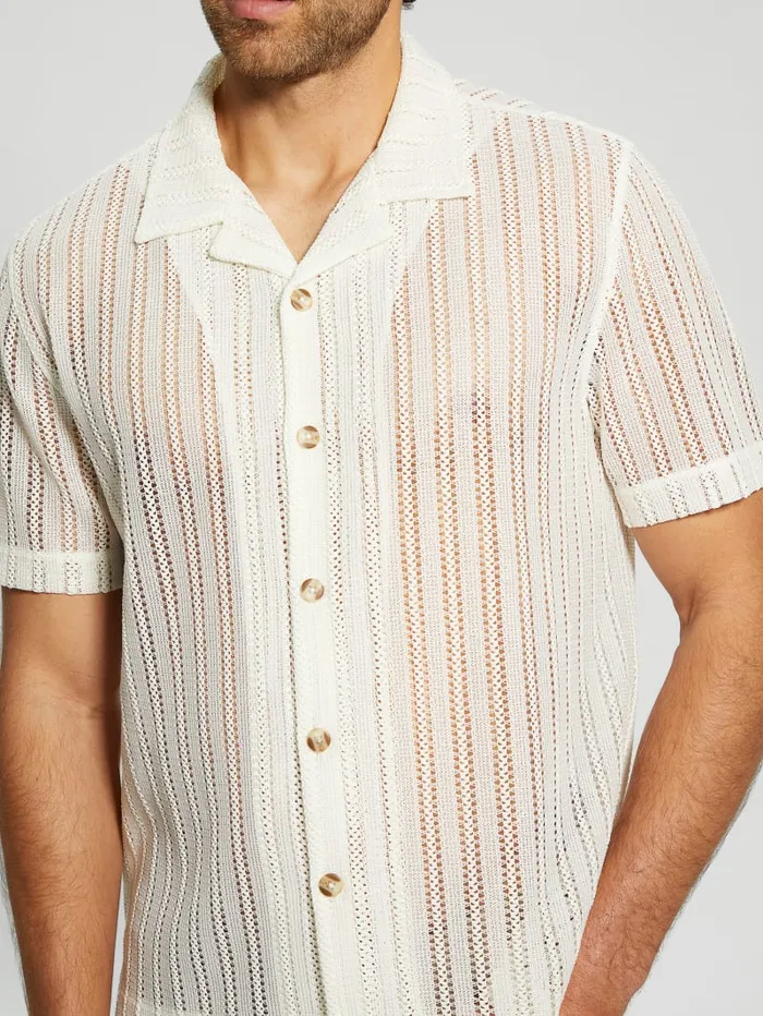GUESS Shirts Panama Knit Shirt Blue 8211 Men