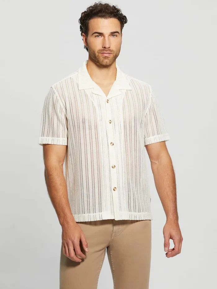 GUESS Shirts Panama Knit Shirt Blue 8211 Men