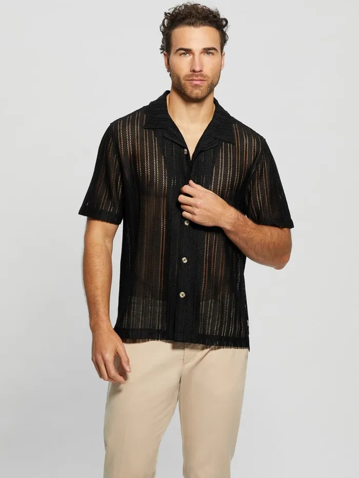 GUESS Shirts Panama Knit Shirt Blue 8211 Men