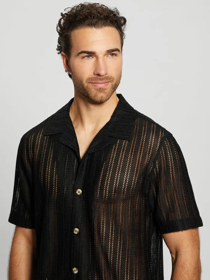 GUESS Shirts Panama Knit Shirt Blue 8211 Men