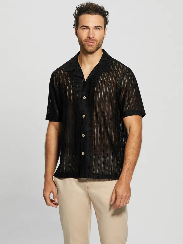 GUESS Shirts Panama Knit Shirt Blue 8211 Men
