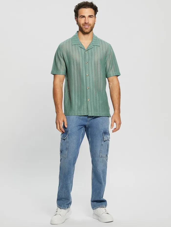 GUESS Shirts Panama Knit Shirt Blue 8211 Men