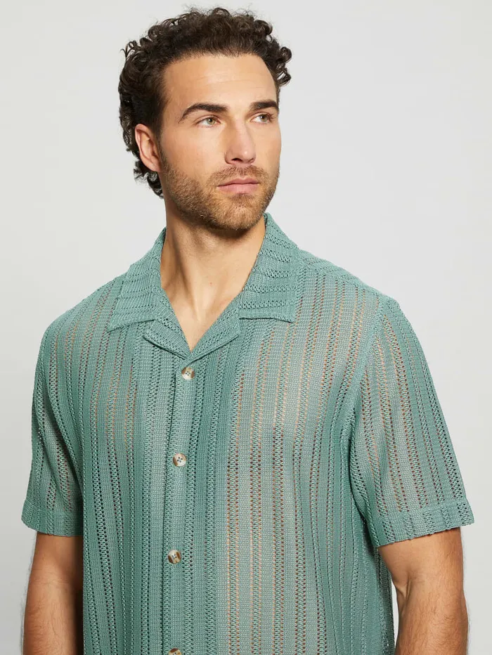 GUESS Shirts Panama Knit Shirt Blue 8211 Men