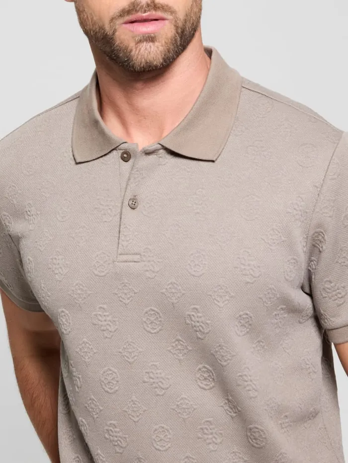 GUESS Shirts Peony Jacquard Polo Beige 8211 Men