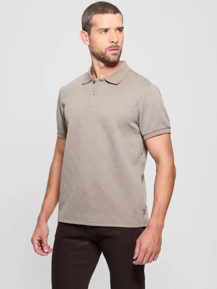 GUESS Shirts Peony Jacquard Polo Beige 8211 Men