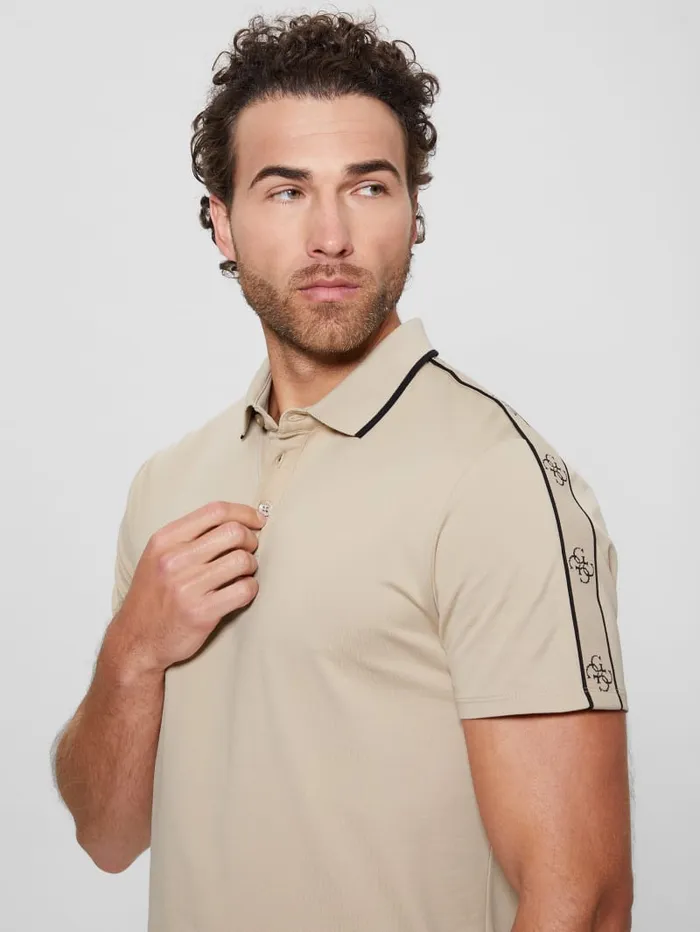 GUESS Shirts Quattro G Tape Polo Beige 8211 Men