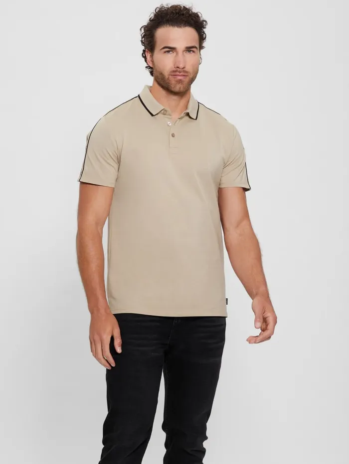 GUESS Shirts Quattro G Tape Polo Beige 8211 Men