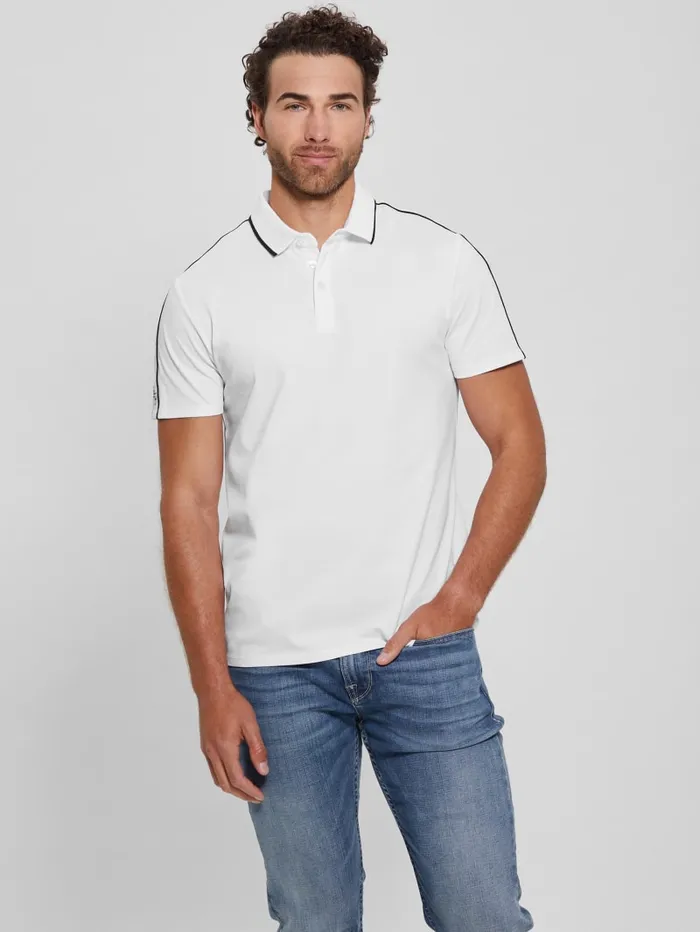 GUESS Shirts Quattro G Tape Polo Beige 8211 Men