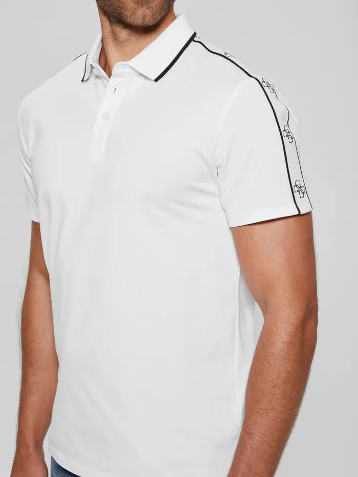 GUESS Shirts Quattro G Tape Polo White 8211 Men