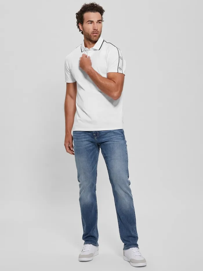 GUESS Shirts Quattro G Tape Polo White 8211 Men