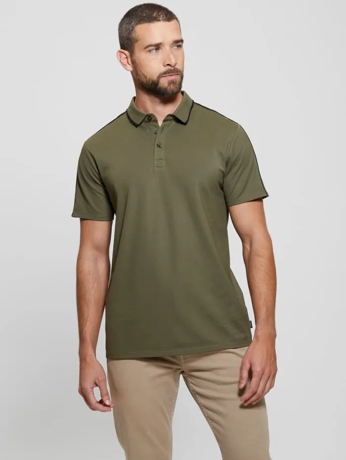 GUESS Shirts Quattro G Tape Polo White 8211 Men