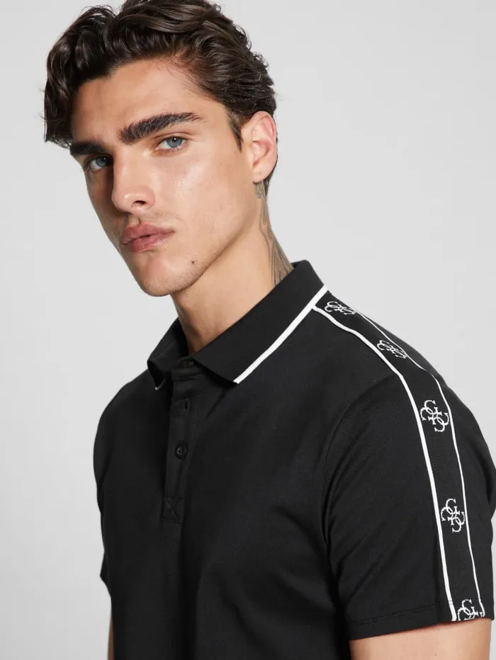 GUESS Shirts Quattro G Tape Polo White 8211 Men
