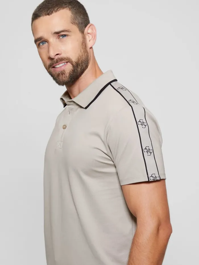 GUESS Shirts Quattro G Tape Polo White 8211 Men