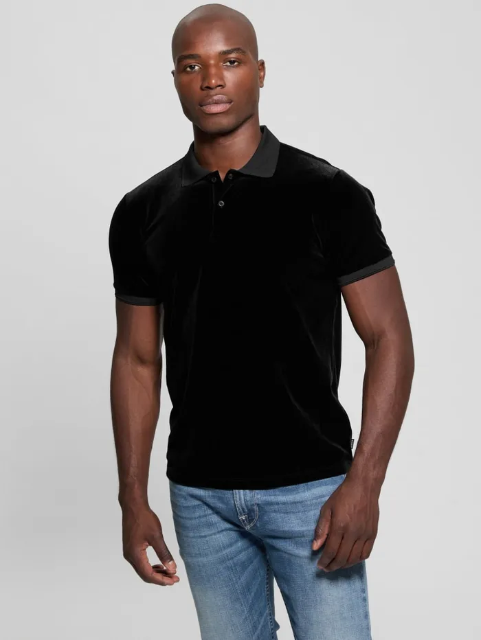 GUESS Shirts Rio Liquid Velvet Polo Black 8211 Men