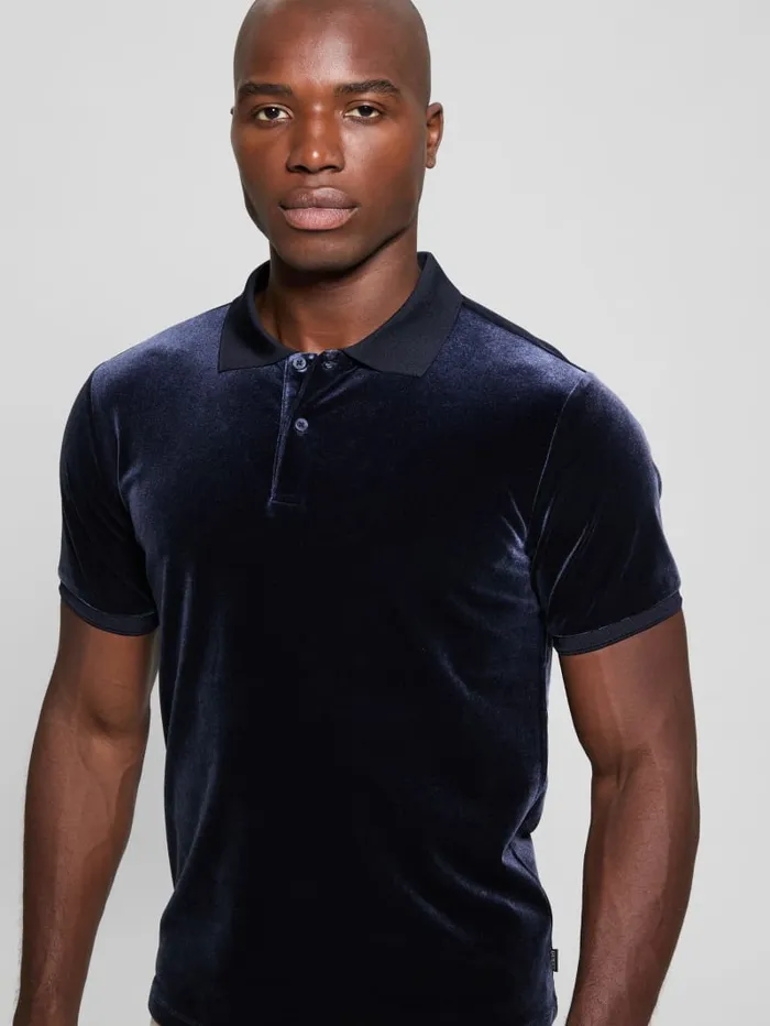 GUESS Shirts Rio Liquid Velvet Polo Black 8211 Men