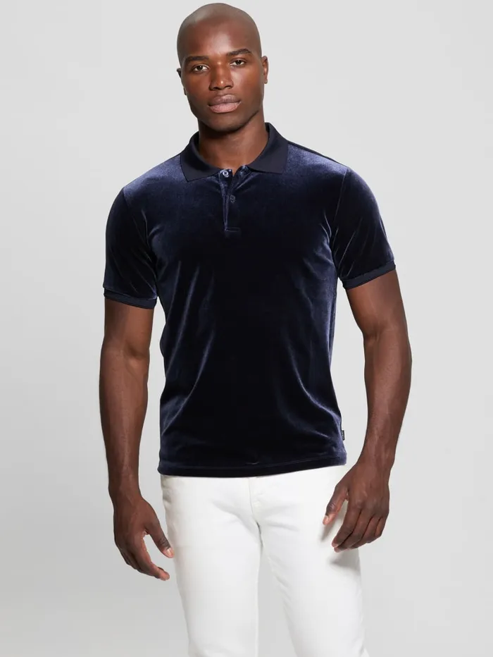 GUESS Shirts Rio Liquid Velvet Polo Black 8211 Men