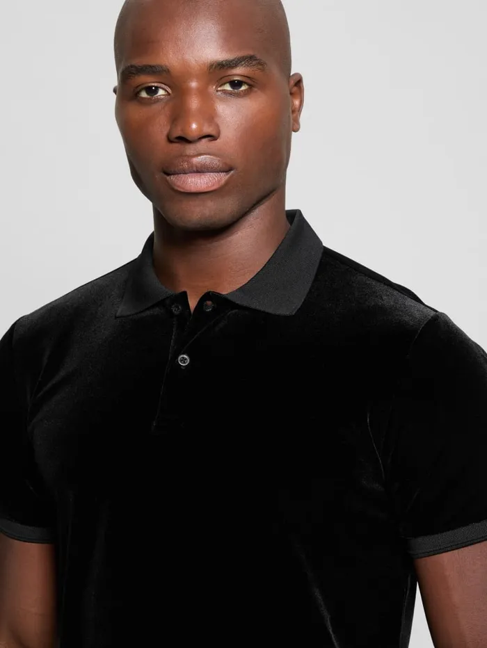 GUESS Shirts Rio Liquid Velvet Polo Black 8211 Men