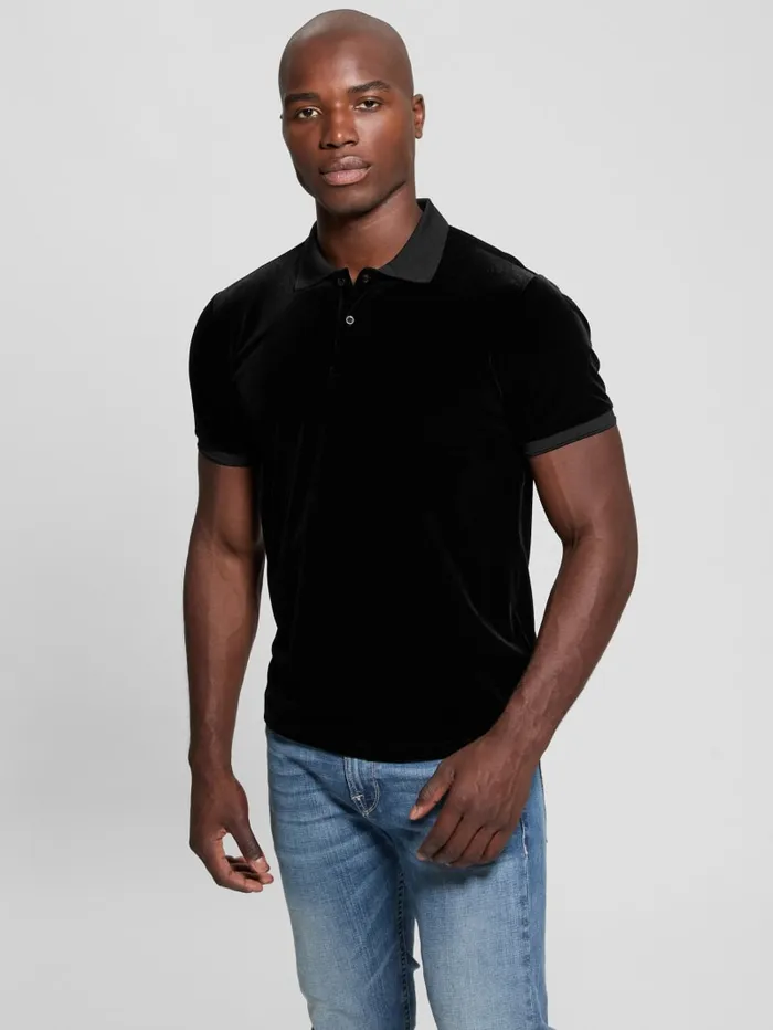 GUESS Shirts Rio Liquid Velvet Polo Black 8211 Men