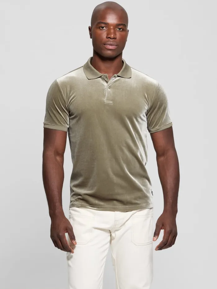 GUESS Shirts Rio Liquid Velvet Polo Black 8211 Men