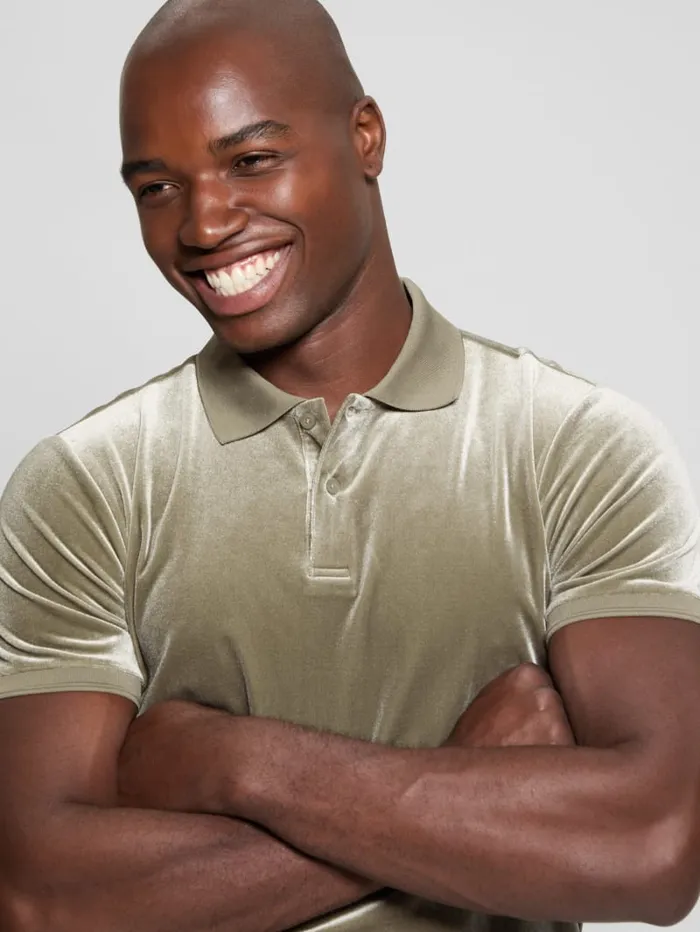 GUESS Shirts Rio Liquid Velvet Polo Black 8211 Men