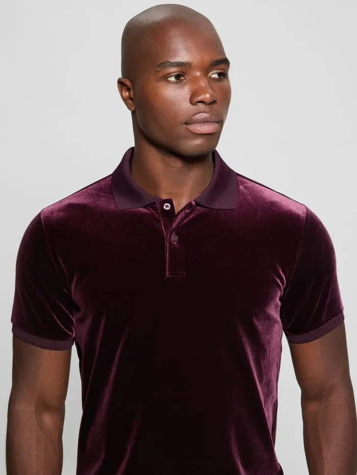 GUESS Shirts Rio Liquid Velvet Polo Black 8211 Men