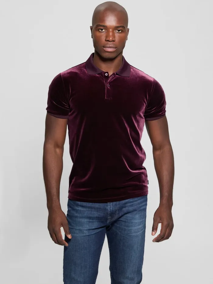GUESS Shirts Rio Liquid Velvet Polo Black 8211 Men