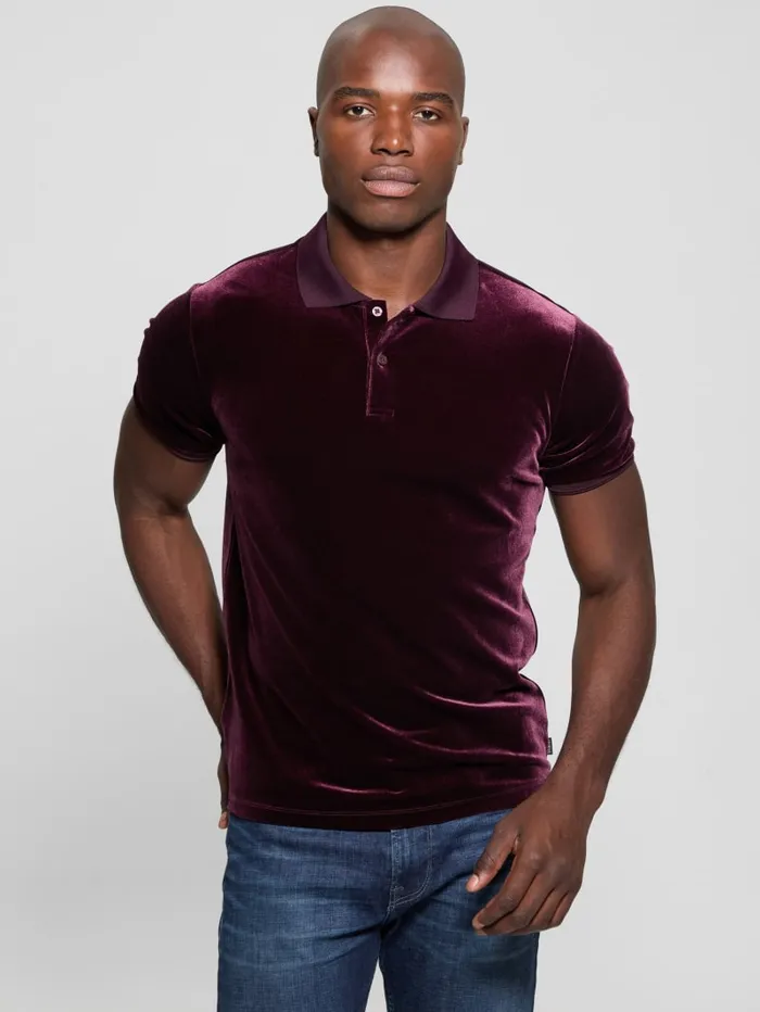 GUESS Shirts Rio Liquid Velvet Polo Black 8211 Men