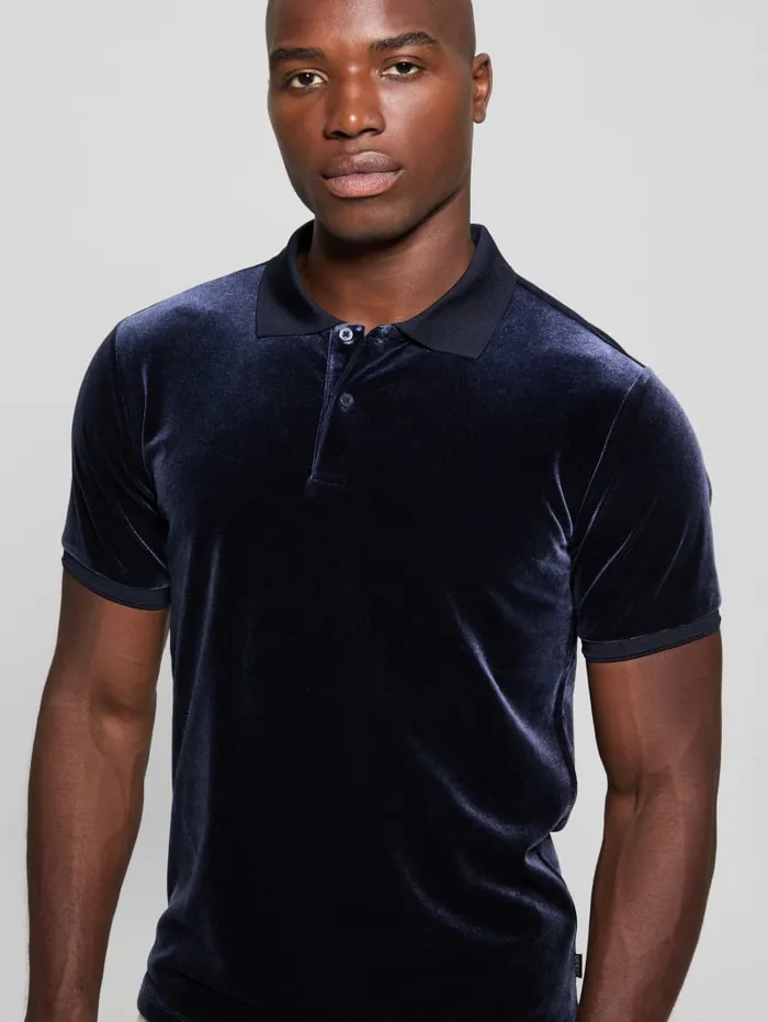 GUESS Shirts Rio Liquid Velvet Polo Black 8211 Men