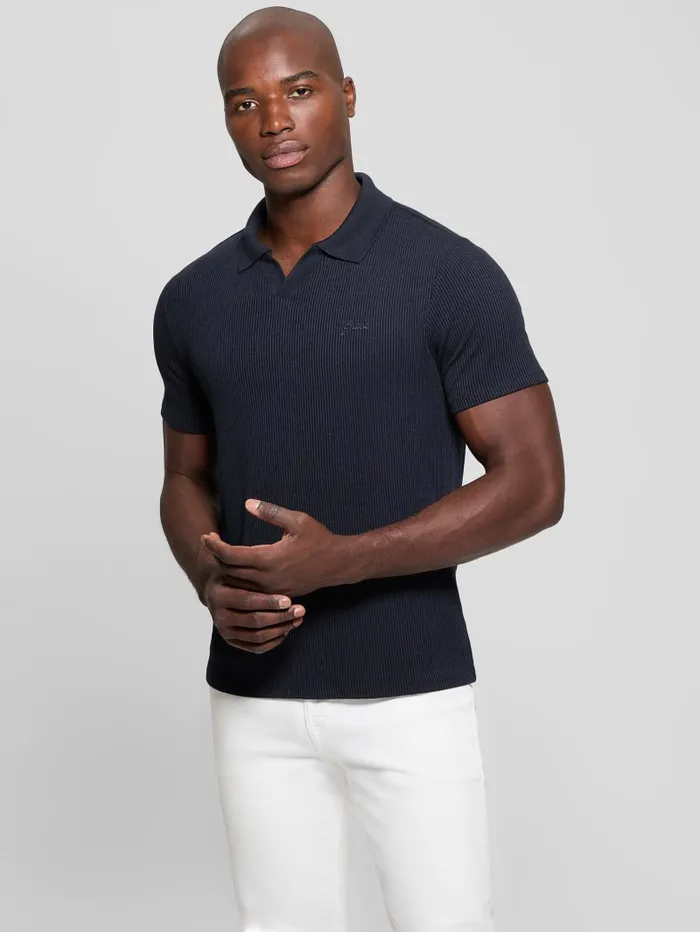 GUESS Shirts Ryker Rib Knit Polo Blue 8211 Men