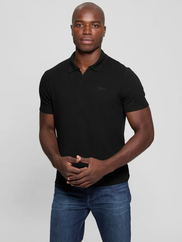 GUESS Shirts Ryker Rib Knit Polo Blue 8211 Men