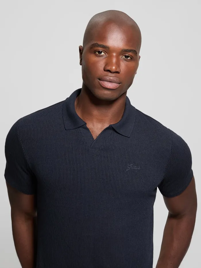 GUESS Shirts Ryker Rib Knit Polo Blue 8211 Men
