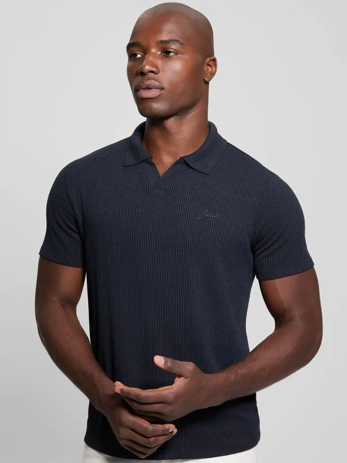 GUESS Shirts Ryker Rib Knit Polo Blue 8211 Men