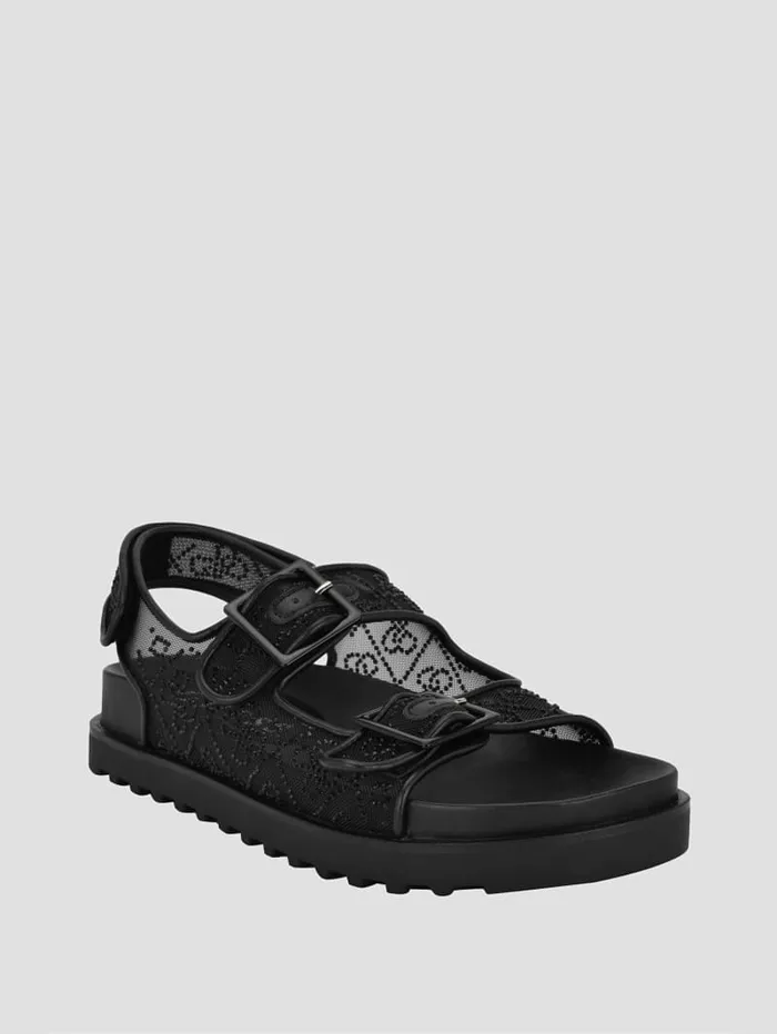 GUESS Shoes Frella Quattro G Rhinestone Sandals Black 8211 Women