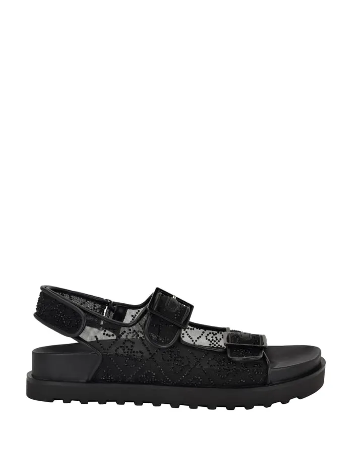 GUESS Shoes Frella Quattro G Rhinestone Sandals Black 8211 Women