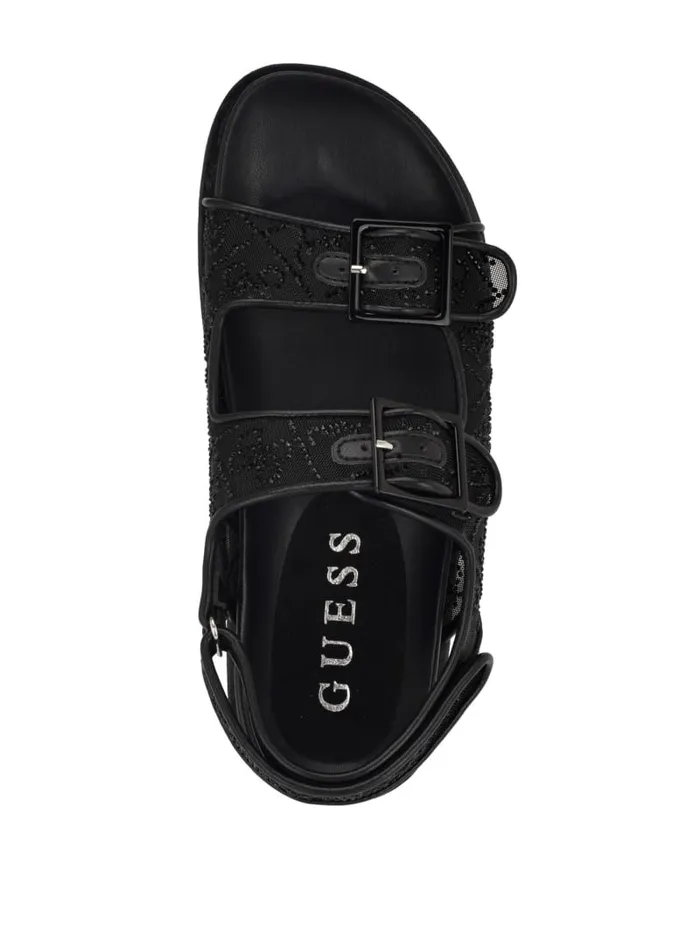 GUESS Shoes Frella Quattro G Rhinestone Sandals Black 8211 Women