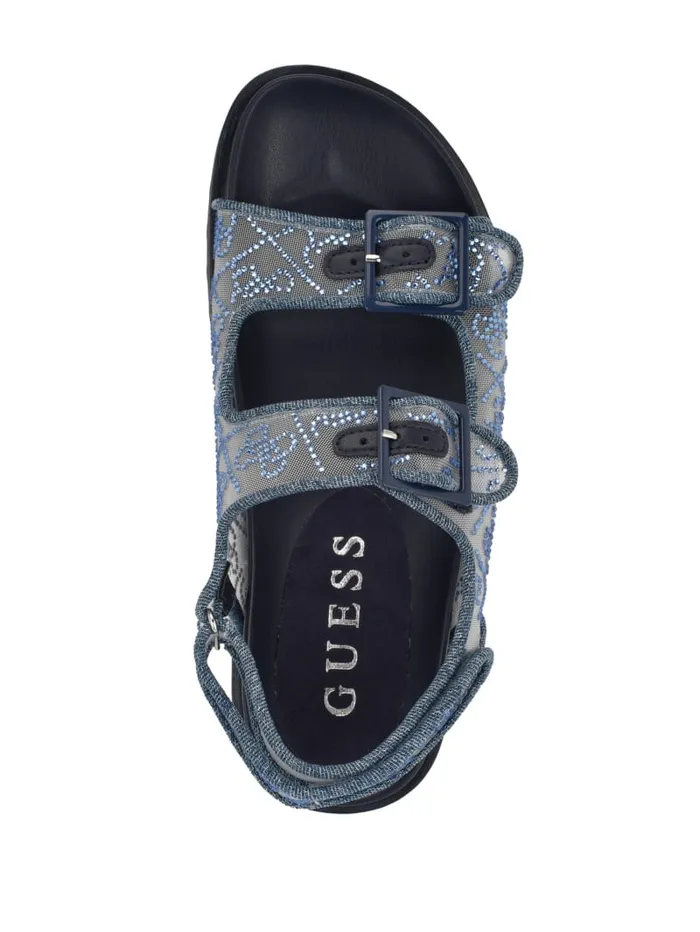 GUESS Shoes Frella Quattro G Rhinestone Sandals Black 8211 Women