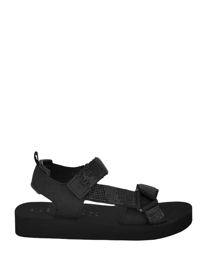 GUESS Shoes Nylaha Rhinestone Flatform Sandals Black 8211 Women